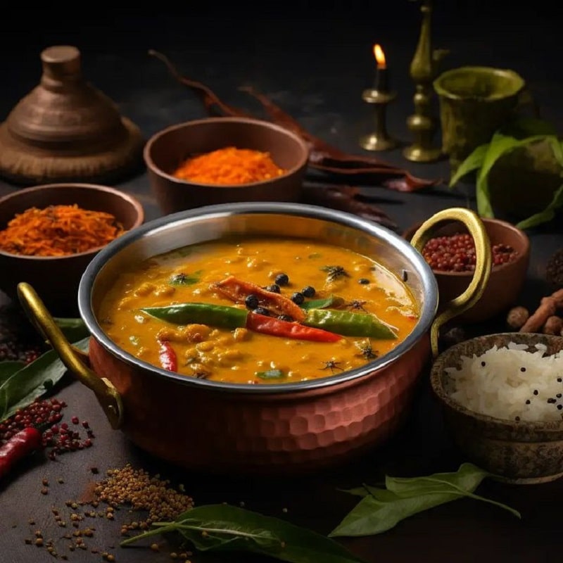 Sambar, Rice & Poriyal