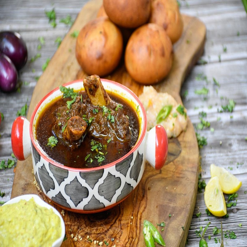 Champaran mutton curry with litti