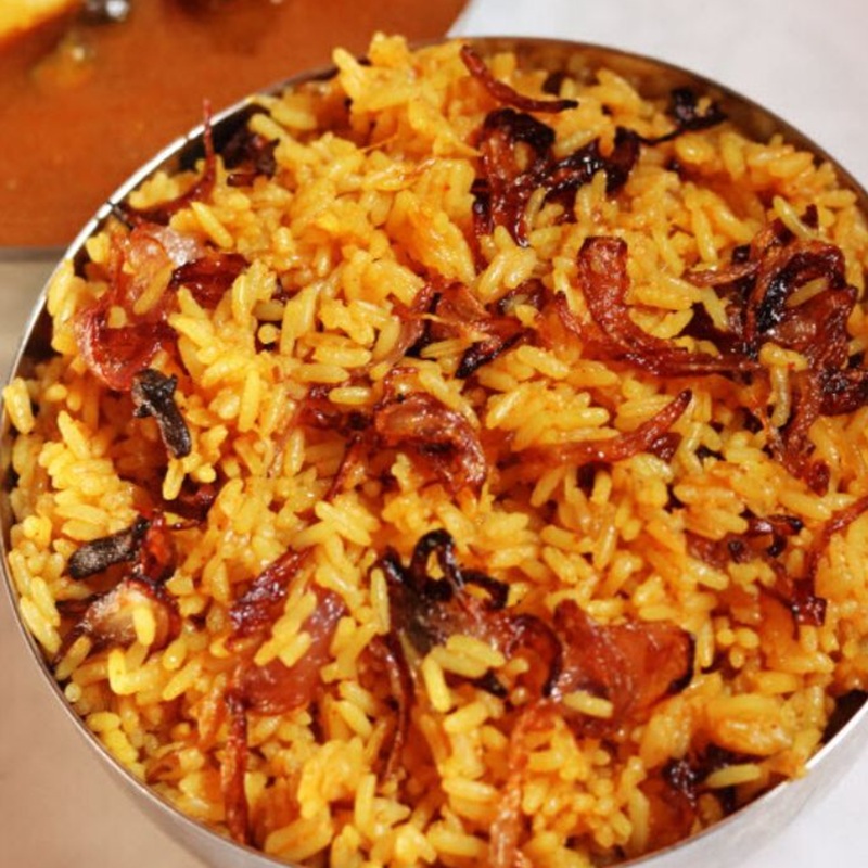 Sindhi Style Bhugal Rice & Aloo Bhee Sabzi