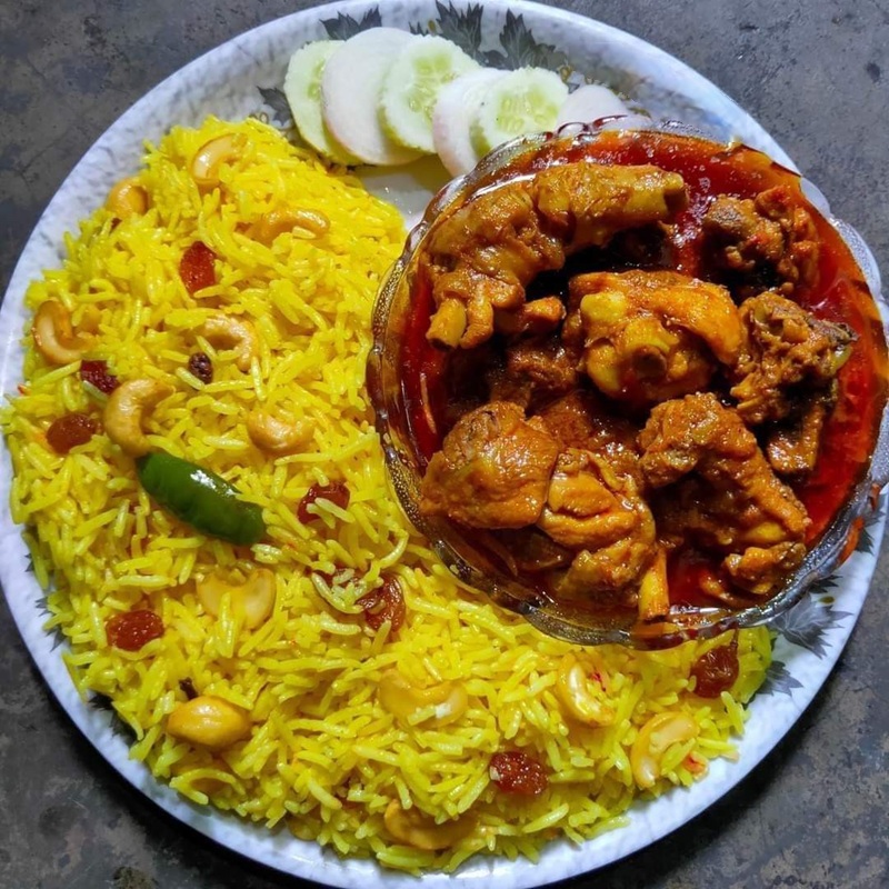 Mutton Kosha with Basanti Pulao