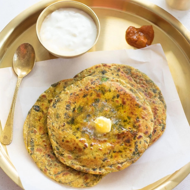Methi Paratha with Aloo Sabji (Seasonal)