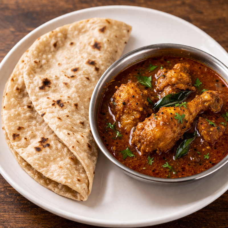 Chicken Kuzhambu & Chapati