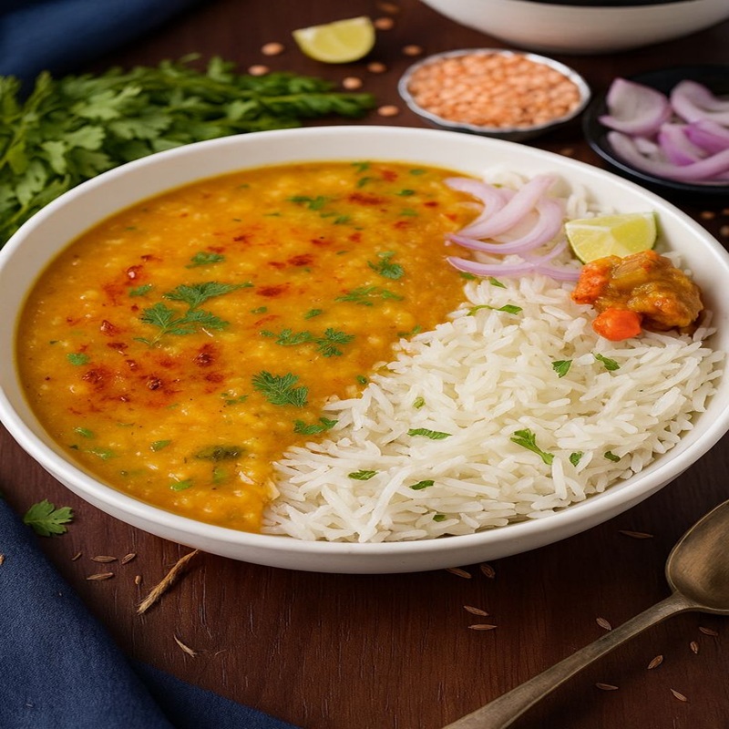 Goad (Sweet) Masala Dal & Jeera Rice