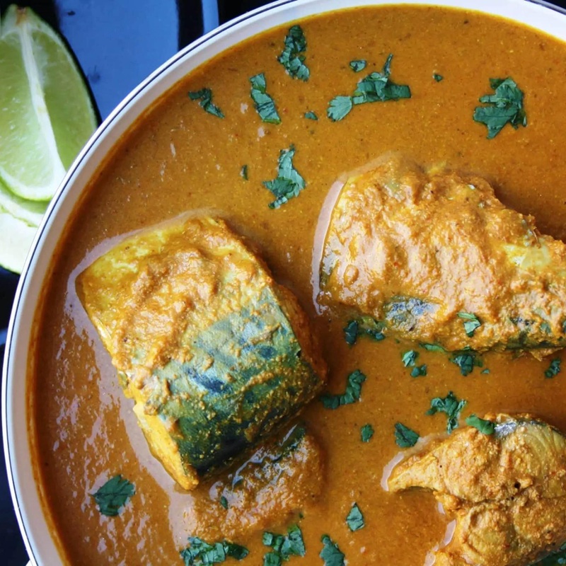 Bangda Aamshe Tikshe & Rice