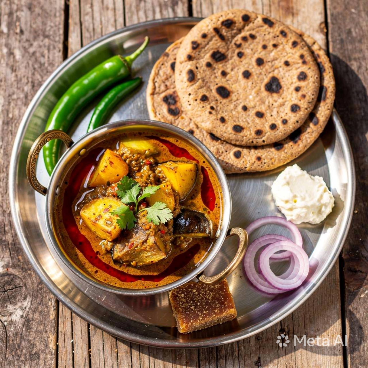Lasania Aloo Baingan & Bajra Rotla