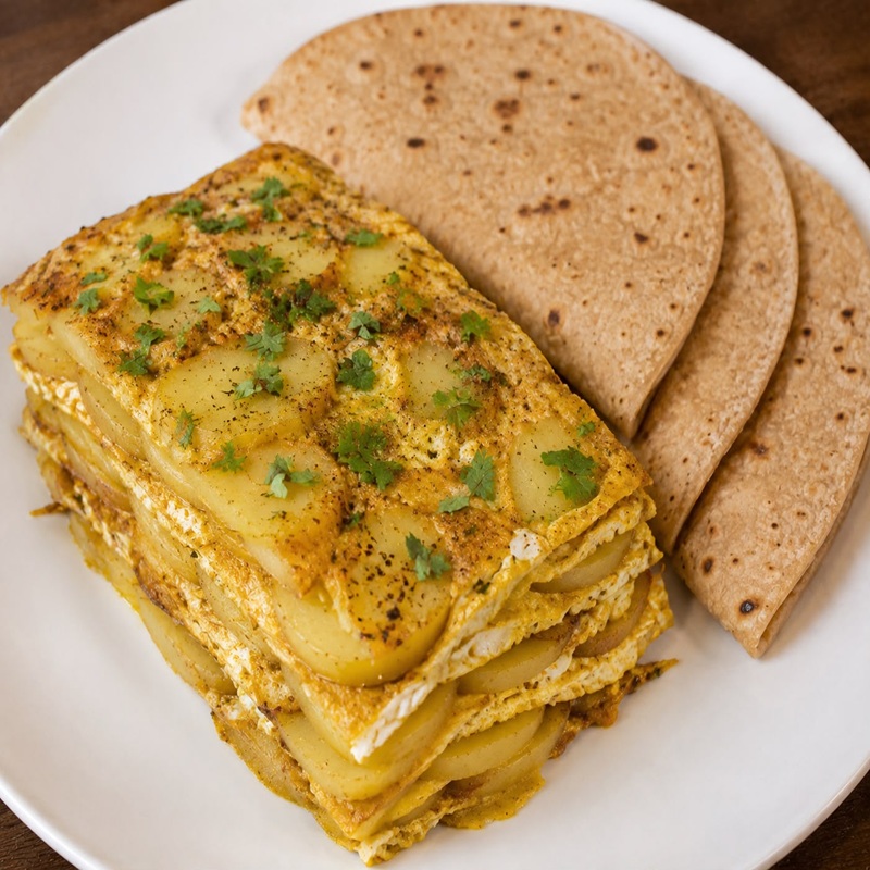 Egg on Potato & Chapati