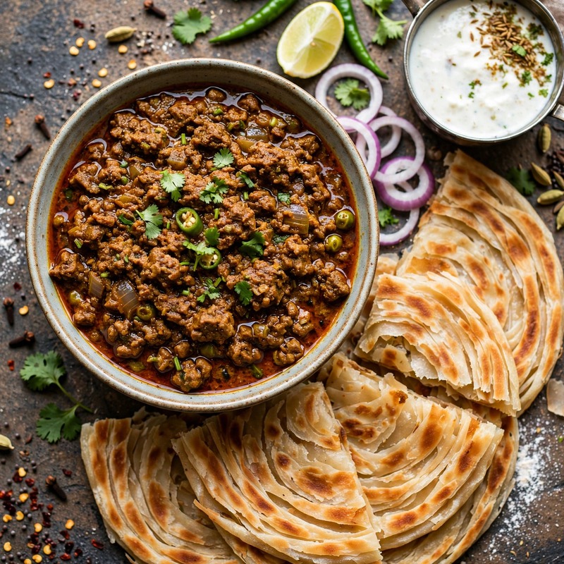 Mutton Keema & Lacha Paratha