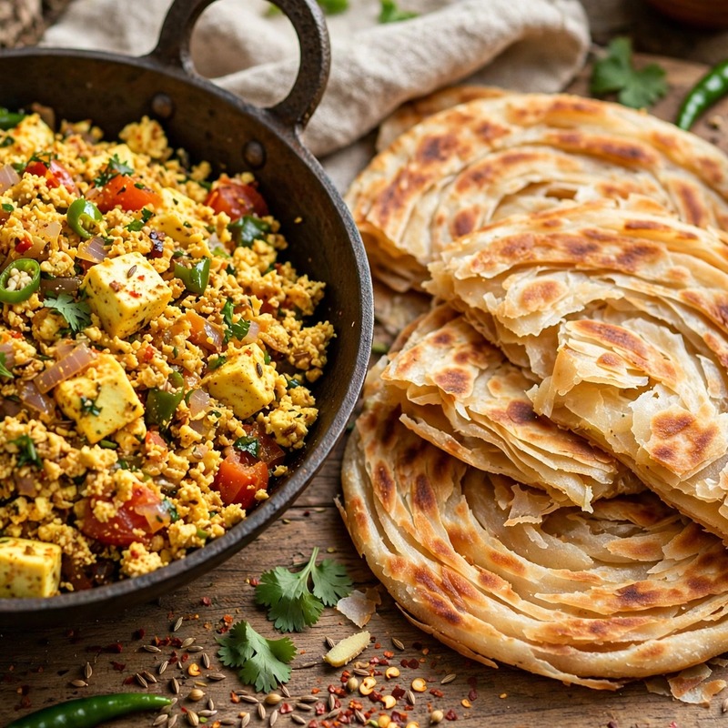 Paneer Bhurji & Lacha Pharata